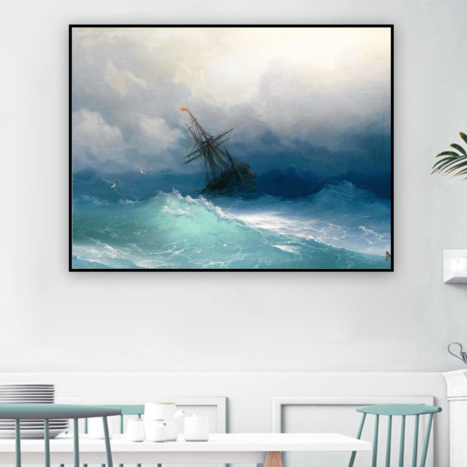 絵画　ギリシャ　スペイン　海　アート Alexioy ギリシャ エーゲ海 油絵 絵画 白い建物 ペイント